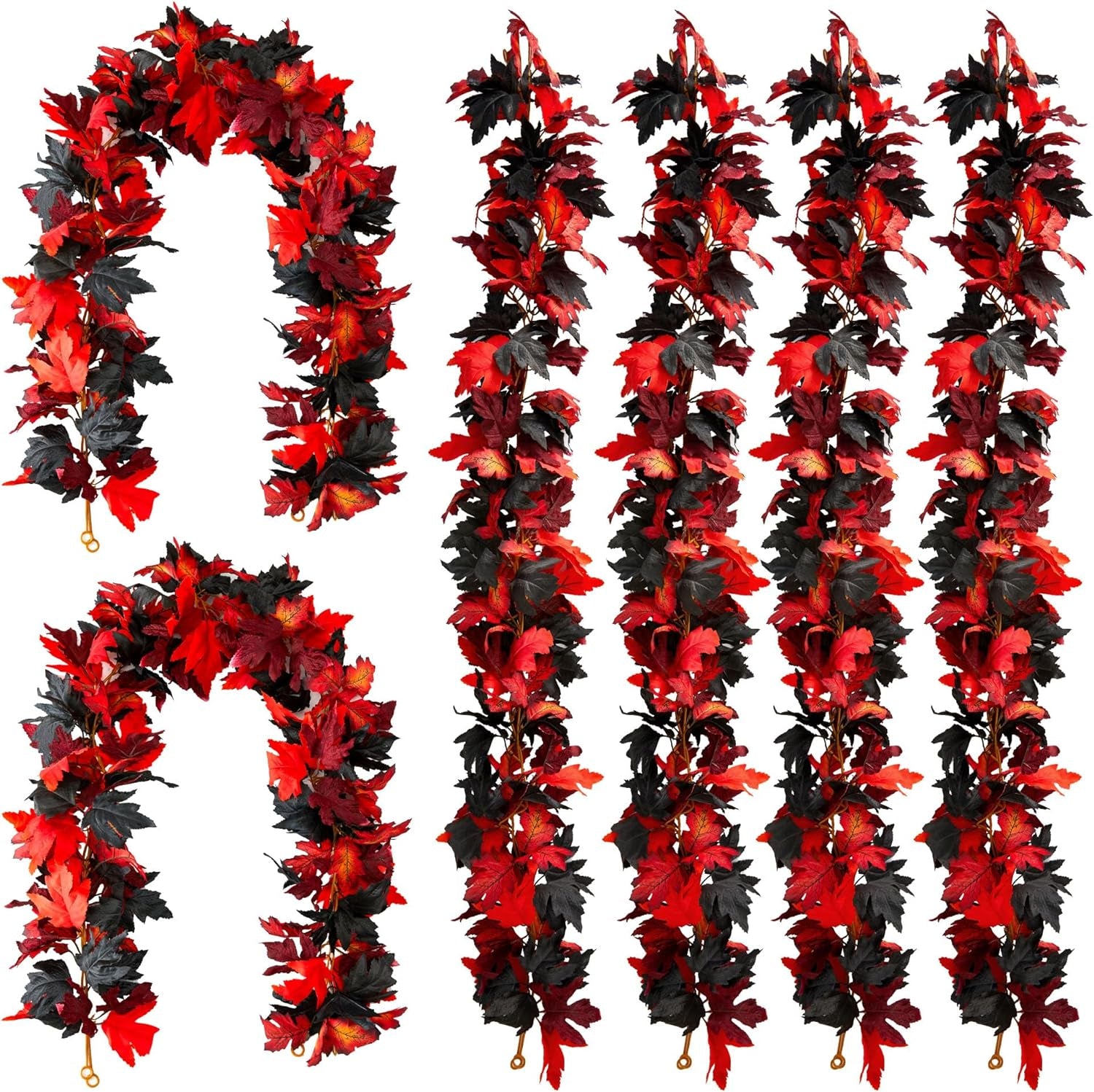 6PCS Fall Maple Leaves Garland, Party Joy 5.6Ft Artificial Maple Leaf Autumn Garland Hanging Fall Vines Table Decorations Front Door Fall Decor Thanksgiving Decorations Decor outside Indoor Decor