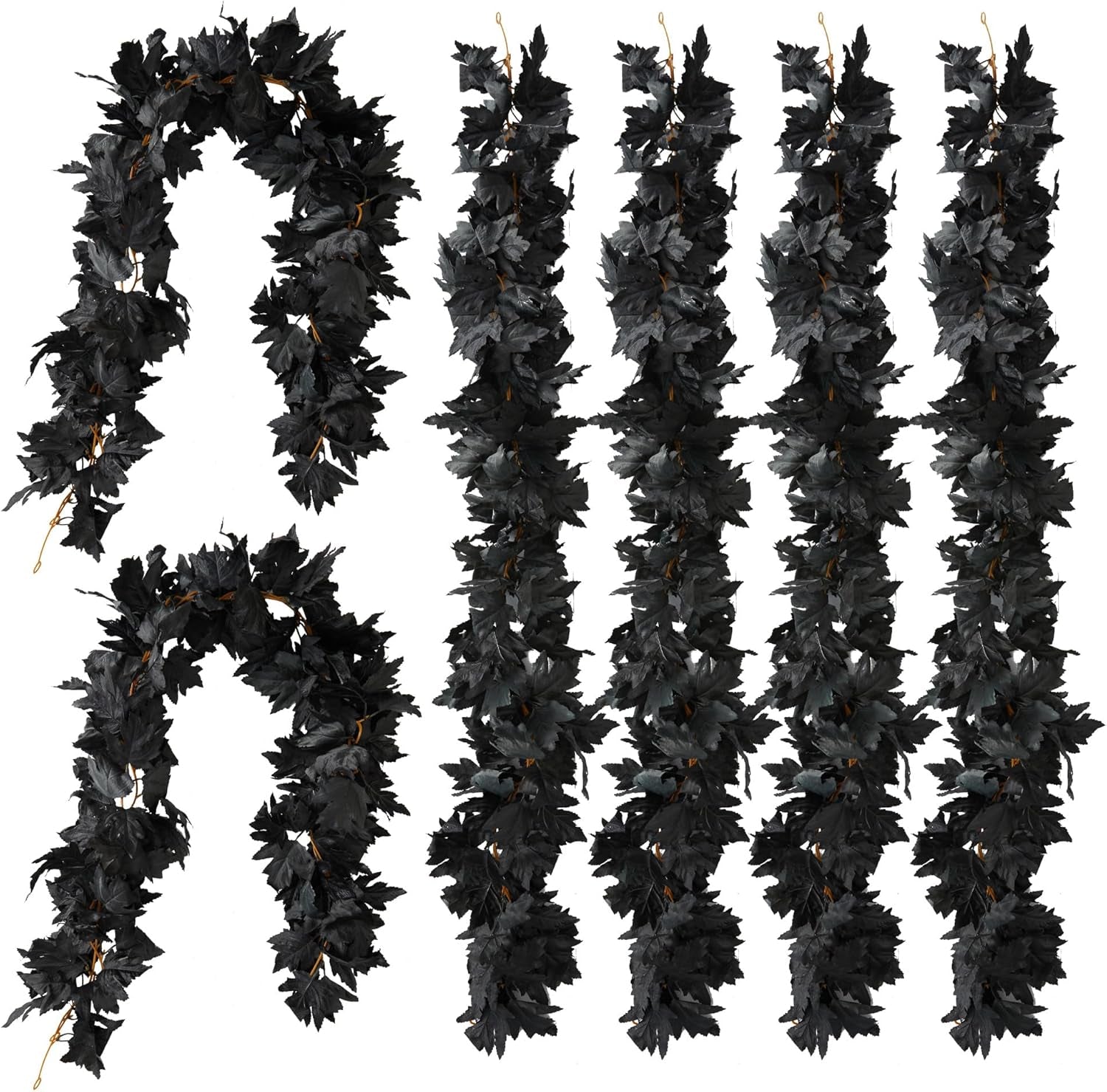 6PCS Fall Maple Leaves Garland, Party Joy 5.6Ft Artificial Maple Leaf Autumn Garland Hanging Fall Vines Table Decorations Front Door Fall Decor Thanksgiving Decorations Decor outside Indoor Decor
