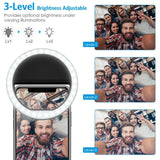 Portable LED Selfie Ring Light – USB Rechargeable Clip-On Fill Light for iPhone, Android & Livestreaming
