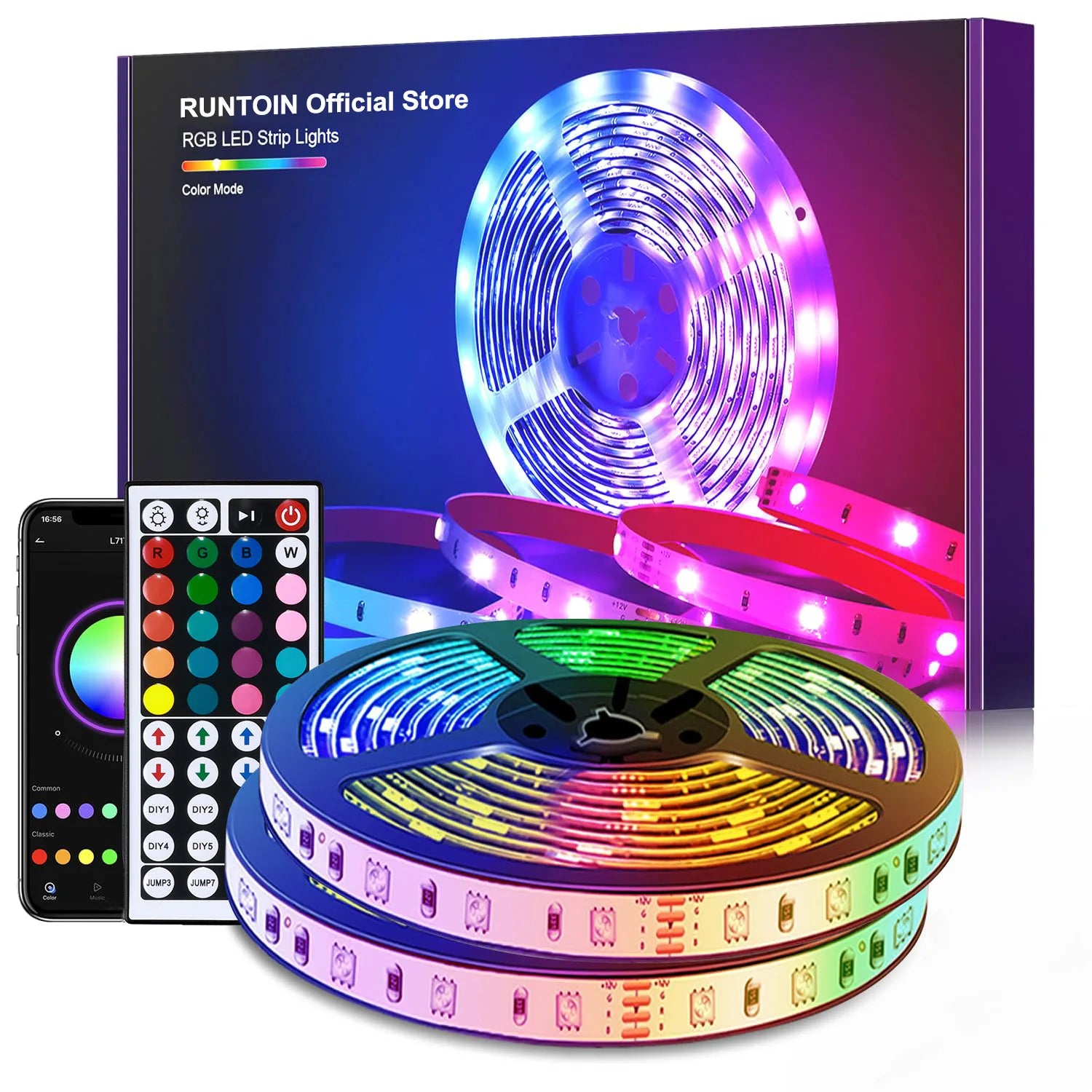 RGB LED Strip Lights – Smart App & Remote Control, USB-Powered, 16 Million Colors