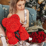 Osito de peluche rosa de 40 cm: regalo de flores artificiales hecho a mano para San Valentín, bodas y cumpleaños