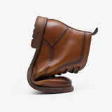 Men’s Genuine Leather Outdoor Boots – Waterproof Ankle-High Slip-On Boots for Spring & Autumn