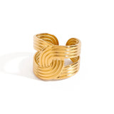 Minimalist Wide Band Ring – 18K Gold Plated Stainless Steel, Waterproof & Chic