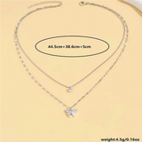 Silver Double-Layer Butterfly Pendant Necklace for Women – Elegant Layered Jewelry