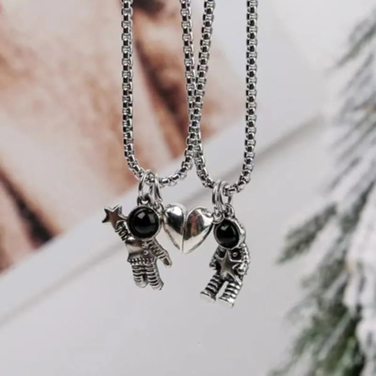 Silver Double-Layer Butterfly Pendant Necklace for Women – Elegant Layered Jewelry