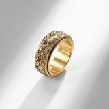 Men’s Vintage Rotating Stainless Steel Mood Ring – Carved Eye of God Design