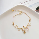 Elegant Star & Moon Zircon Charm Bracelet – Trendy Adjustable Jewelry for Women & Girls