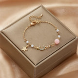 Elegant Star & Moon Zircon Charm Bracelet – Trendy Adjustable Jewelry for Women & Girls
