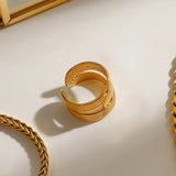 Minimalist Wide Band Ring – 18K Gold Plated Stainless Steel, Waterproof & Chic