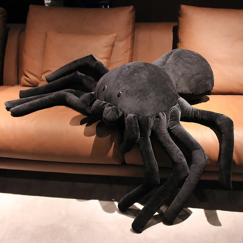 Giant Black Spider Plush – Super Soft Realistic Stuffed Animal for Halloween Decor