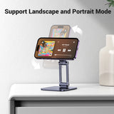 Soporte magnético de aluminio para teléfono de escritorio: soporte para teléfono inteligente ajustable, plegable y universal