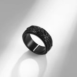 Men’s Vintage Rotating Stainless Steel Mood Ring – Carved Eye of God Design