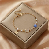 Elegant Star & Moon Zircon Charm Bracelet – Trendy Adjustable Jewelry for Women & Girls