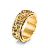 Men’s Vintage Rotating Stainless Steel Mood Ring – Carved Eye of God Design