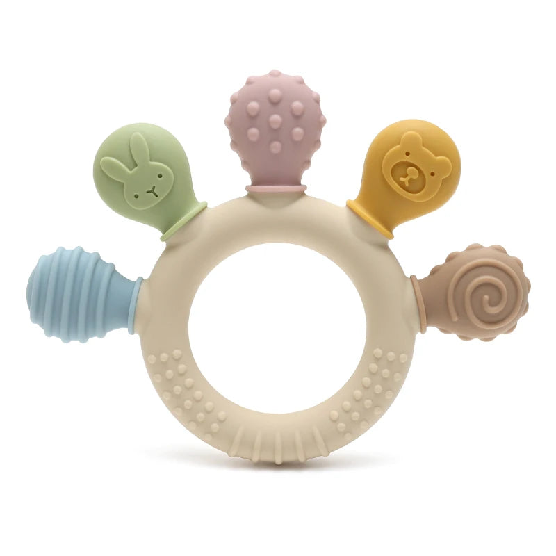 Mordedor de silicona Erduo para bebés, juguetes para la dentición con ansiedad, cuentas para masticar de 0 a 12 meses, chupete sensorial para aliviar la encía