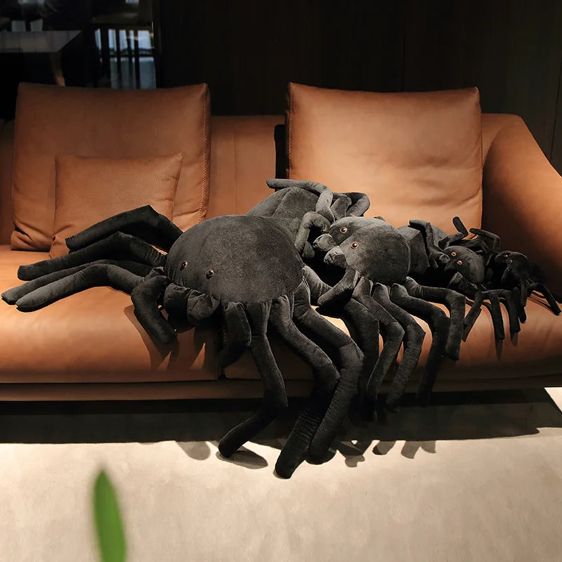 Giant Black Spider Plush – Super Soft Realistic Stuffed Animal for Halloween Decor