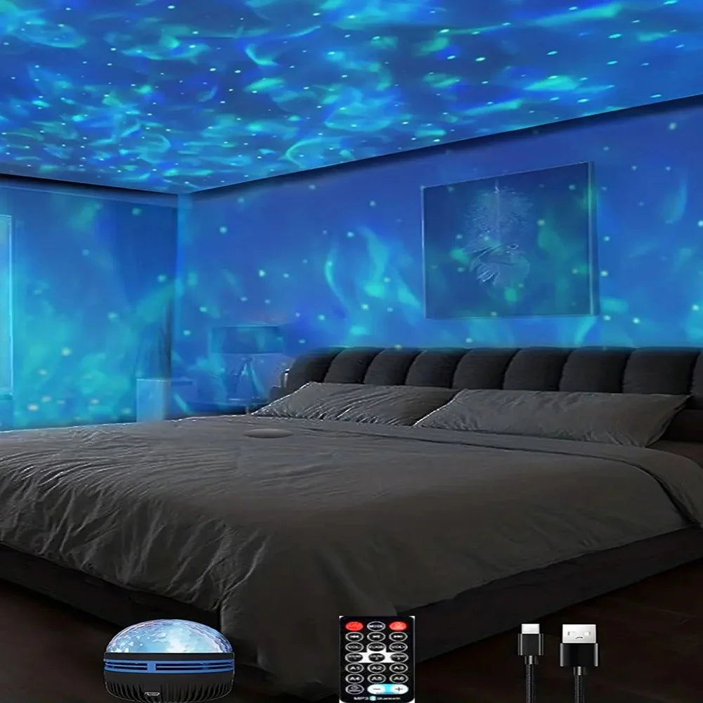 Galaxy Projector Night Light – Starry Sky & Ocean Wave Projection with 7 Colors