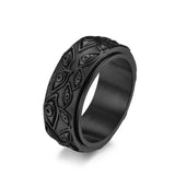 Men’s Vintage Rotating Stainless Steel Mood Ring – Carved Eye of God Design