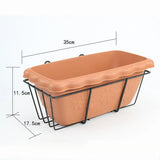 Hanging Balcony Railing Planter with Tray and Rack for Outdoor Gardening