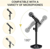 Adjustable Desktop Microphone Stand with Heavy Metal Base, 180° Clip, Universal Adapter for Blue Yeti & More