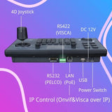 PTZ IP Camera Controller with 4D Joystick, LCD Display, PoE, and Multi-Protocol Support