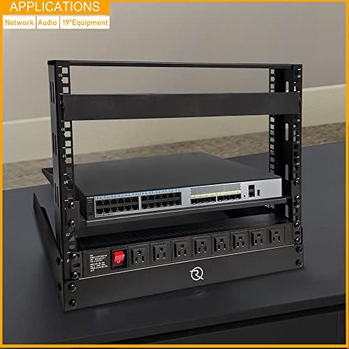 8U 19-Inch 2-Post Open Frame Server Rack with Reinforced Beam for Floor or Desktop Use