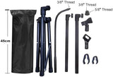 Adjustable Boom Microphone Stand with Flexible Gooseneck, Foldable Tripod Base, and Dual Mic Clips – Black