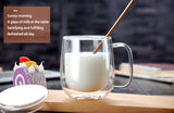 Taza de vidrio de doble pared resistente al calor: taza transparente hecha a mano para café, té y cerveza 