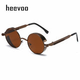 Metal Steampunk Round Sunglasses – Vintage Designer Shades for Men & Women