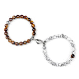 Magnetic Couple Bracelets Set - Natural Stone Heart Bead Lovers' Bracelets