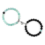 Magnetic Couple Bracelets Set - Natural Stone Heart Bead Lovers' Bracelets