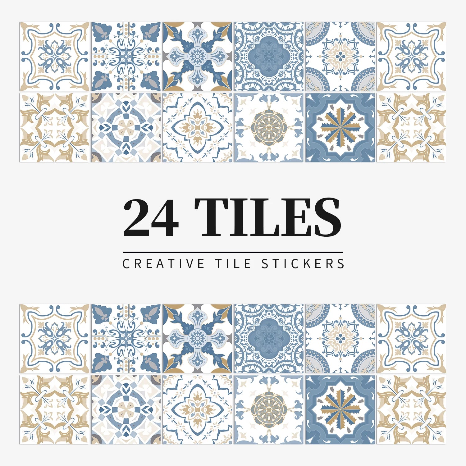 Juego de 24 pegatinas de azulejos de colores claros para pared, papel tapiz para renovación del hogar, cocina, baño, impermeables, autoadhesivas