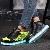 Kids' LED Light-Up Wing Sneakers – USB Rechargeable Luminous Shoes for Boys & Girls (Ages 3–12)