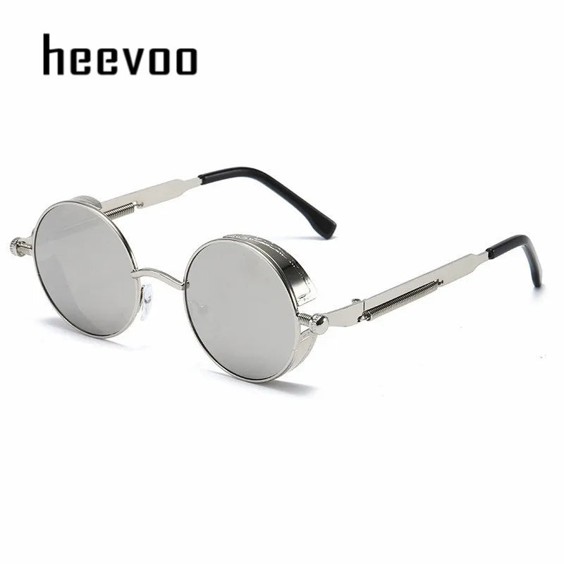 Metal Steampunk Round Sunglasses – Vintage Designer Shades for Men & Women