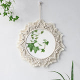 ✨ Espejo de pared decorativo de macramé bohemio: elegante detalle decorativo para el hogar ✨