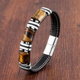 Pulsera magnética de acero inoxidable y piedra de ojo de tigre para hombre: accesorio energético elegante y potente