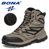 Men’s Winter Outdoor Leather Boots – Warm Plush Lined Lace-Up Ankle Footwear