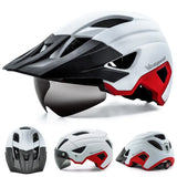 USB Rechargeable Bike Helmet with LED Light & Magnetic Goggles - 20-Vent Cycling Helmet