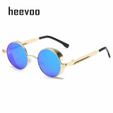 Metal Steampunk Round Sunglasses – Vintage Designer Shades for Men & Women