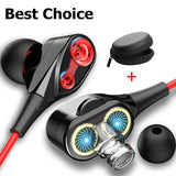Auriculares estéreo con cable y micrófono de doble unidad: auriculares internos con graves intensos para iPhone, Samsung y juegos