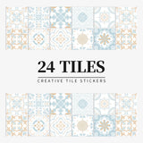 Juego de 24 pegatinas de azulejos de colores claros para pared, papel tapiz para renovación del hogar, cocina, baño, impermeables, autoadhesivas