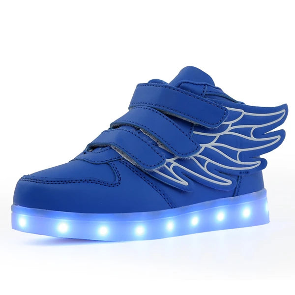 Kids' LED Light-Up Wing Sneakers – USB Rechargeable Luminous Shoes for Boys & Girls (Ages 3–12)