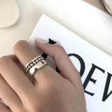 925 Sterling Silver Double-Layer Wave Ring – Unisex Trendy Couple Band