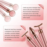 4-in-1 Vibrating Rose Quartz Face Roller and Massager for Lifting and Anti-Wrinkle