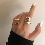 Minimalist Silver Geometric Ring – Elegant Hollow Design for Women