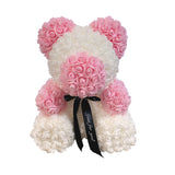 Osito de peluche rosa de 40 cm: regalo de flores artificiales hecho a mano para San Valentín, bodas y cumpleaños