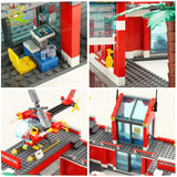 Fire Station Building Blocks Set – 756PCS Educational City Model with Truck & Helicopter for Kids