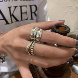 925 Sterling Silver Double-Layer Wave Ring – Unisex Trendy Couple Band