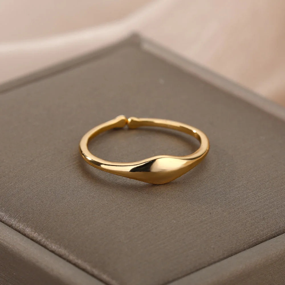 Anillos de oro de acero inoxidable con formas geométricas irregulares para mujer: alianzas de boda vintage minimalistas, regalo de joyería de moda