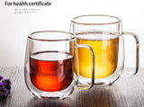 Taza de vidrio de doble pared resistente al calor: taza transparente hecha a mano para café, té y cerveza 